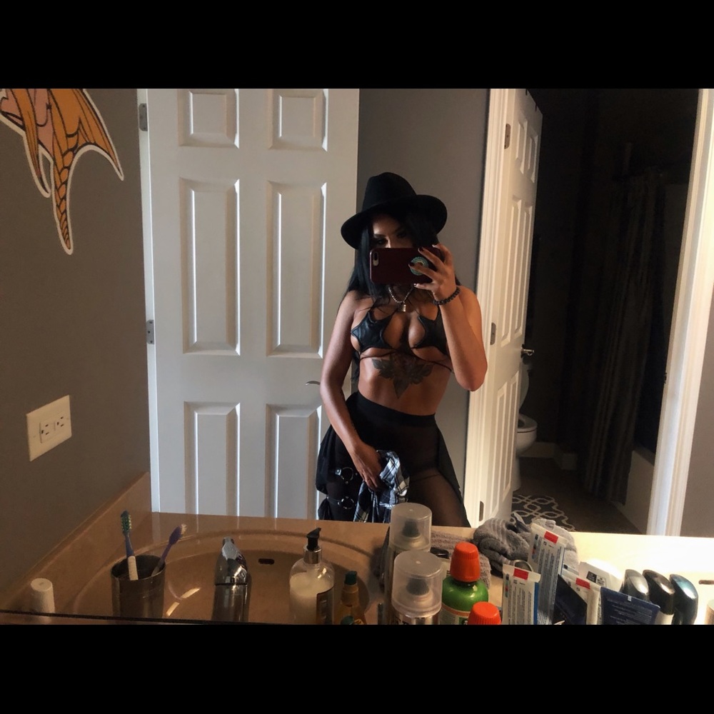 DollsKill Vegan Leather Star bra